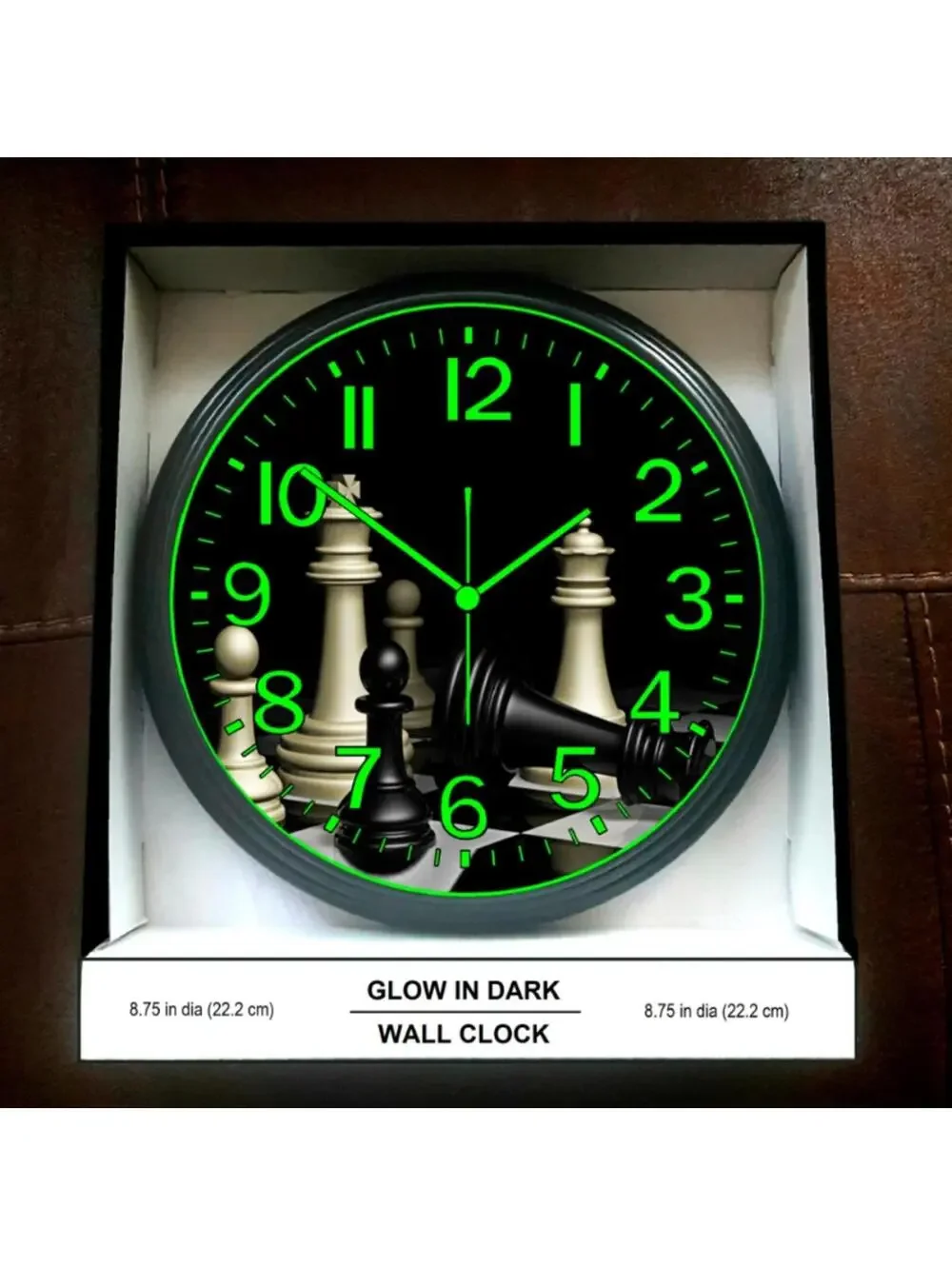Chess Board Game Pieces Lounge Game Room Glow In The Dark Wall Clock New!